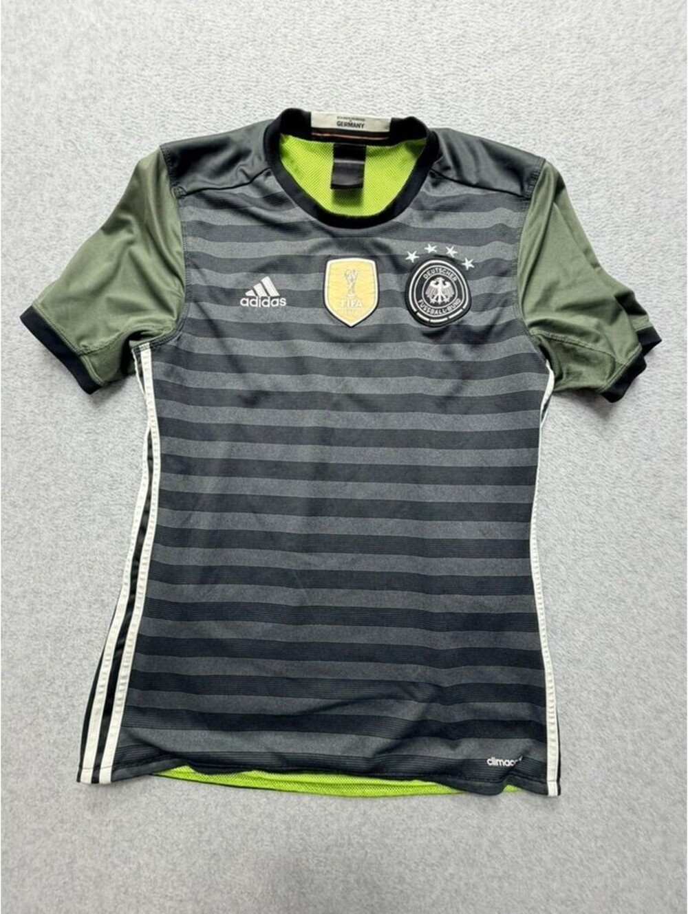 Adidas Germany Mens Medium Soccer Jersey World Cup FIFA Gray Green Climacool